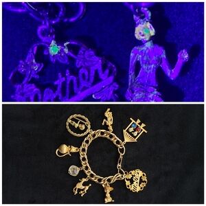 Vintage Charm Bracelet With Uranium Glass